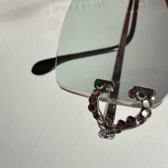 Fellini Rhinestone Silver Rimless Sunglasses - Picture 2 of 9